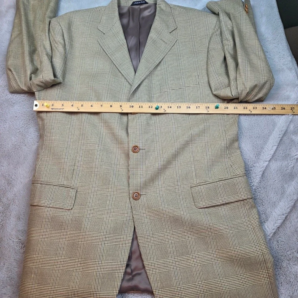 Sartoria Zanieri Silk Wool Sport Coat Mens L44 Glen Plaid Blazer Made in Italy‎